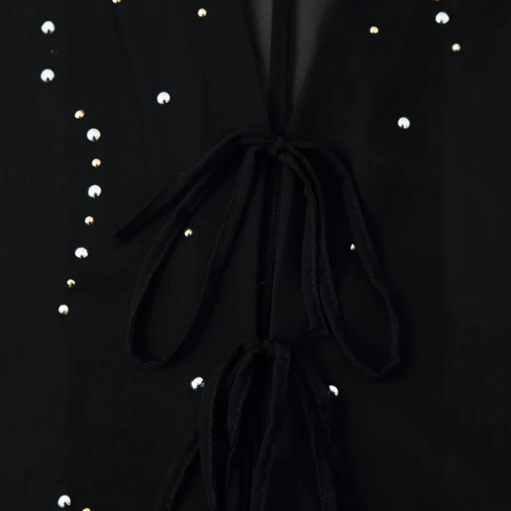 ZARA Rivet Trim Sheer Blouse